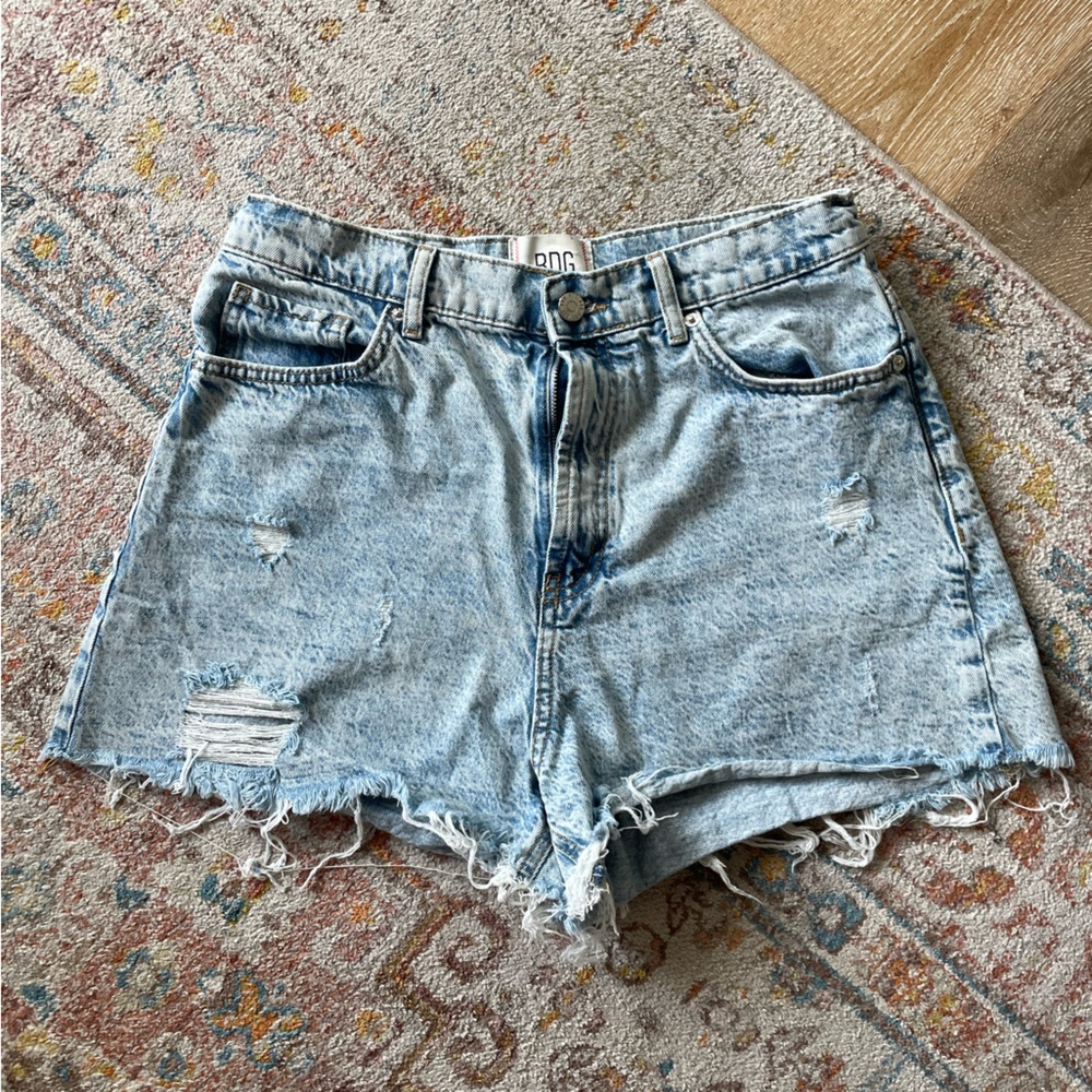 UO / BDG High waisted destructed denim cut off shorts